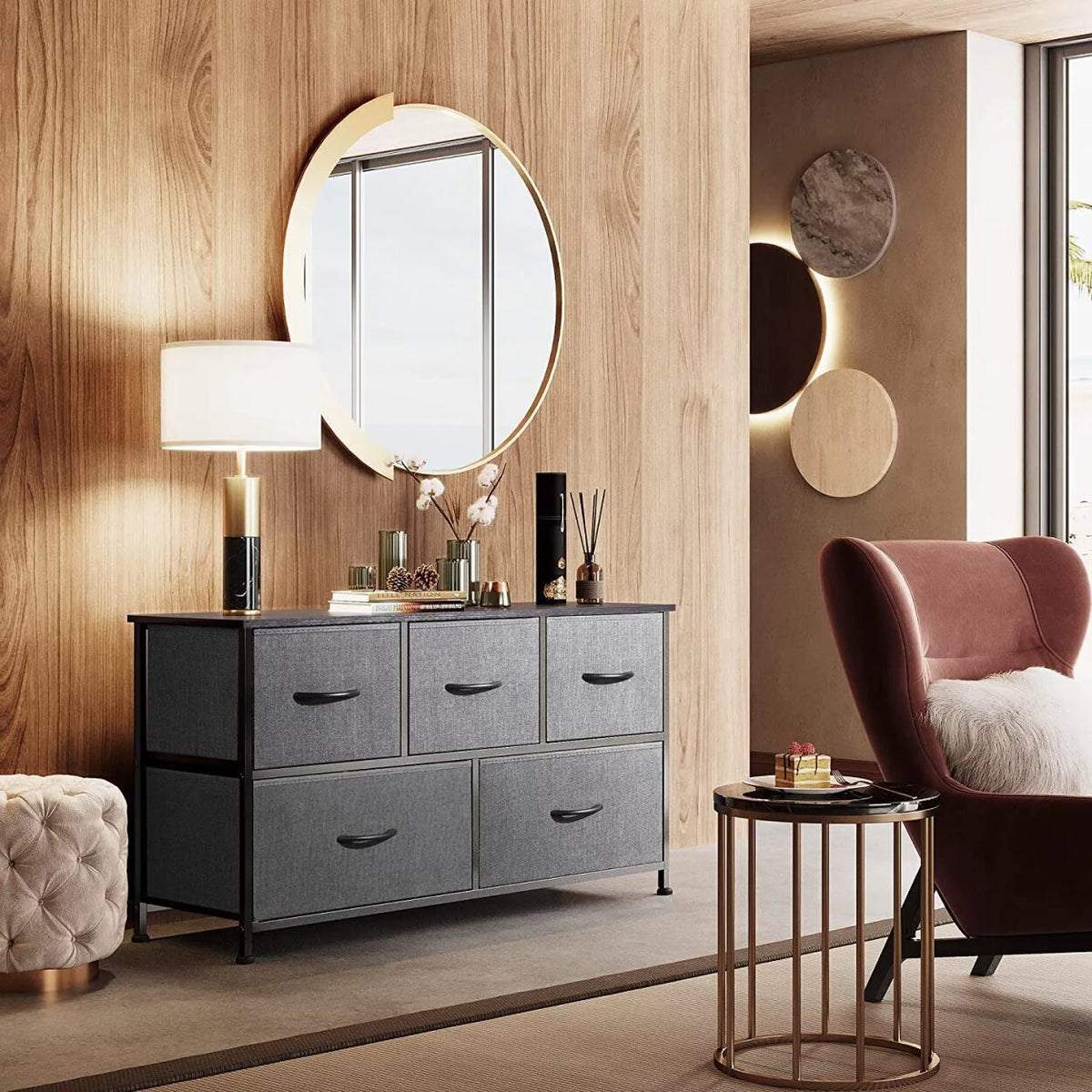 5 Drawer Fabric Dresser L16286