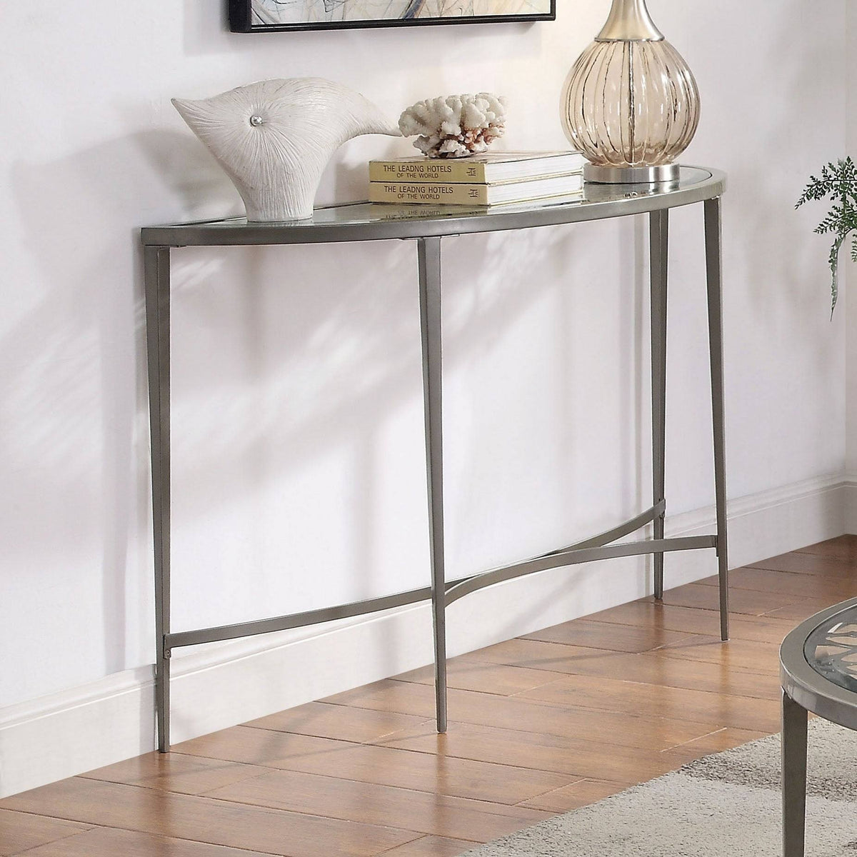 White Tempered Glass Sofa Table Y9709