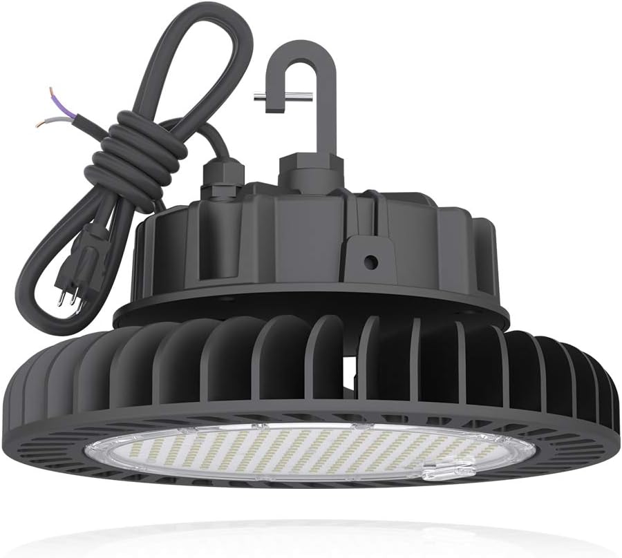 250W 5000K Dimmable LED UFO High Bay Light with 5' Cable and 110V Plug R1772