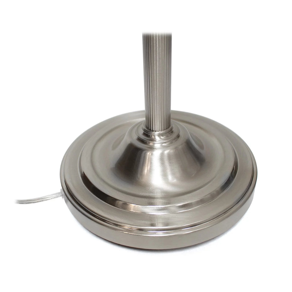 2 Light Torchiere Floor Lamp with White Marble Glass, Brushed Nickel R7991