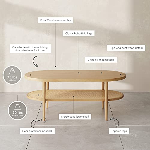 2-Tier Oval Coffee Table with Storage Shelf T1151