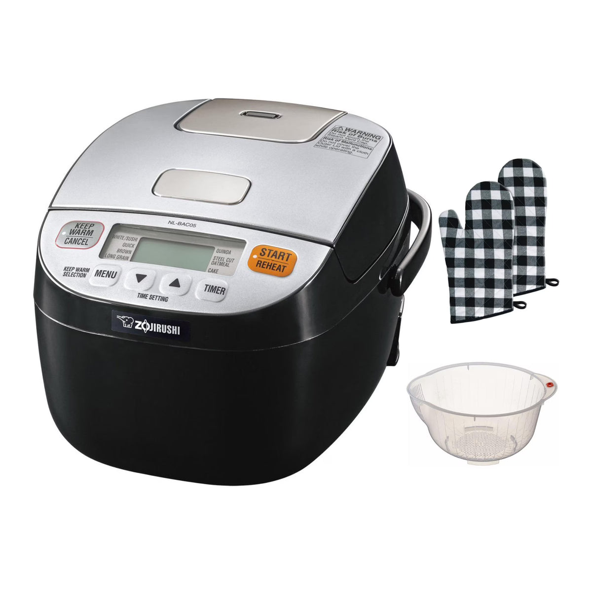 Micom Rice Cooker (3-Cup) with Rice Washing Bowl and Oven Mitt F1302