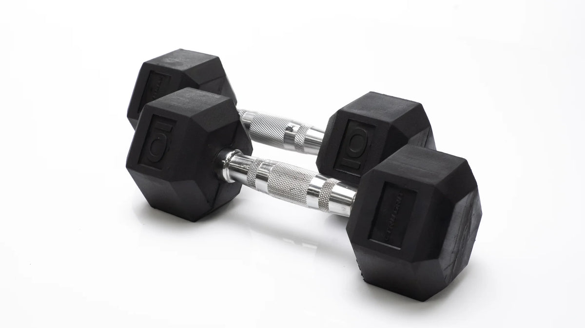 10lb Black Rubber Hex Dumbbell Pair U4709