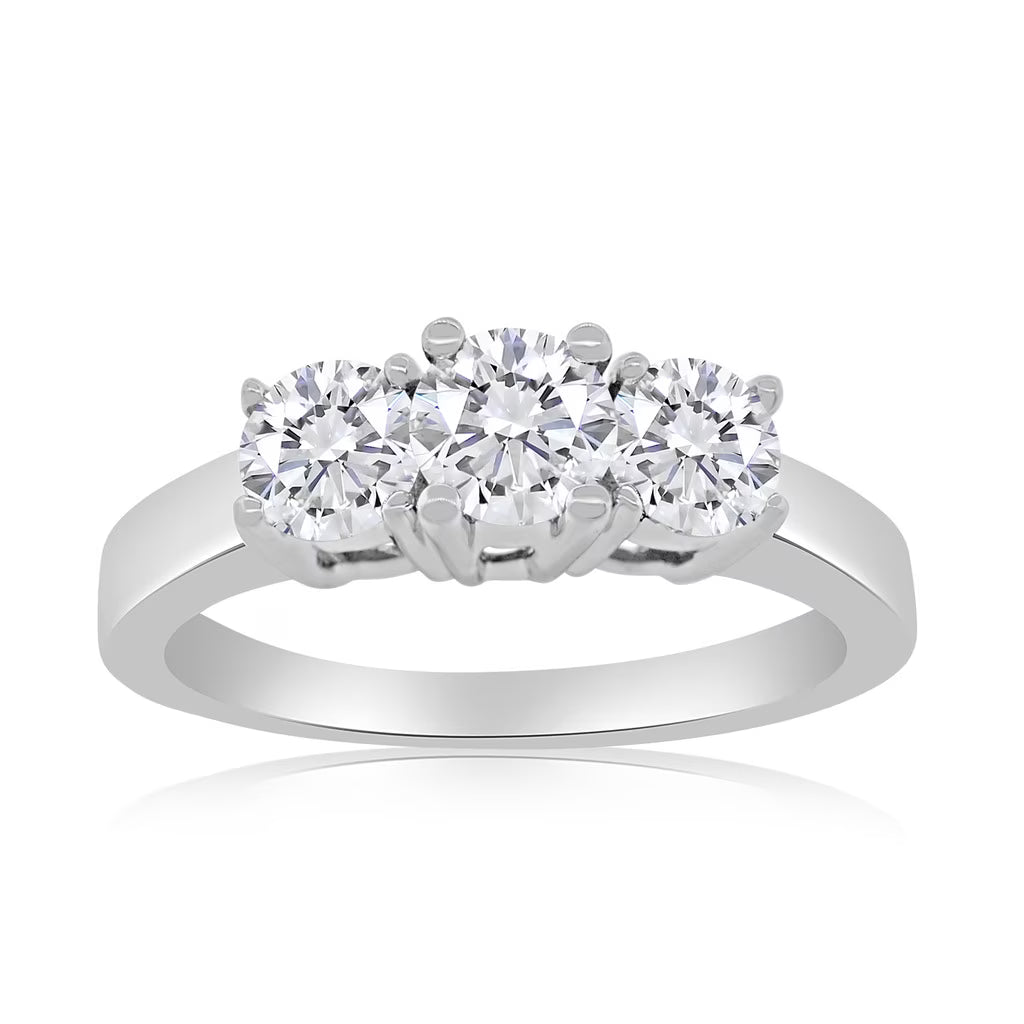 10k White Gold Three Stone Diamond Ring C63563