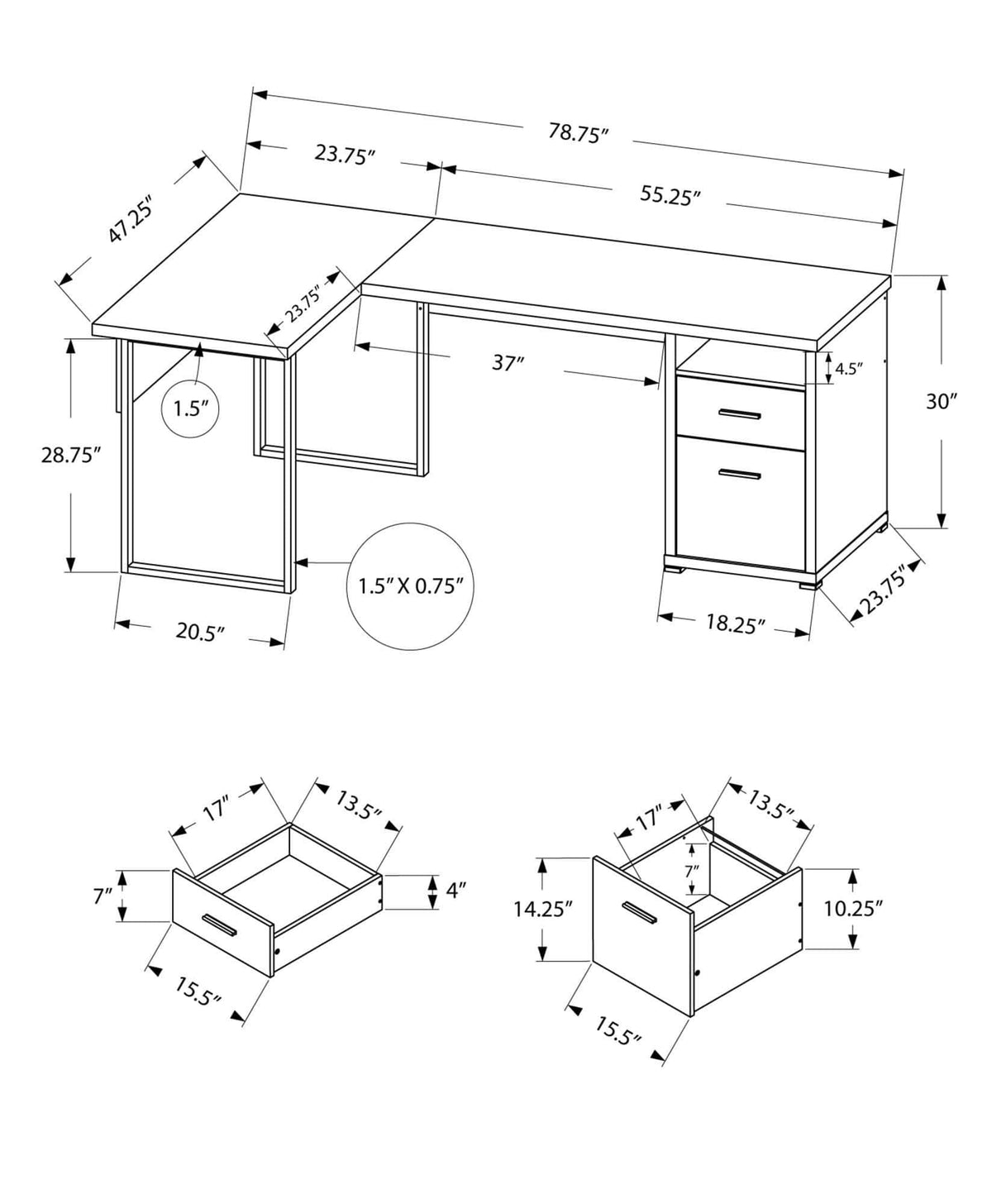 Dark Taupe Metal Computer Desk D4656
