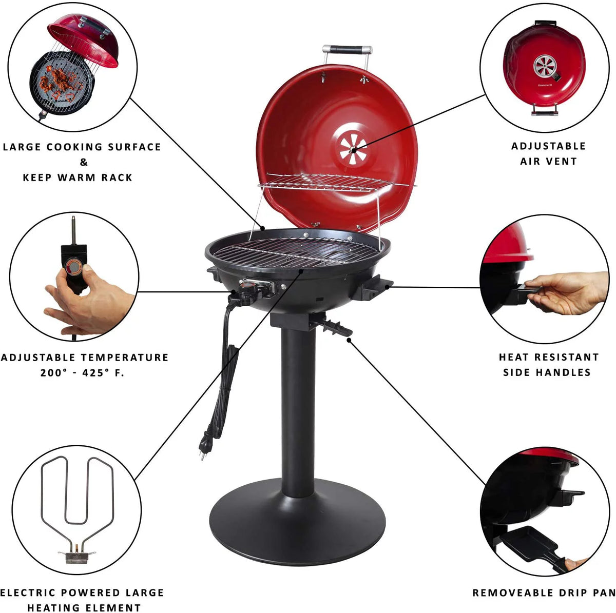 15" Electric BBQ Grill with Removable Stand Q4440