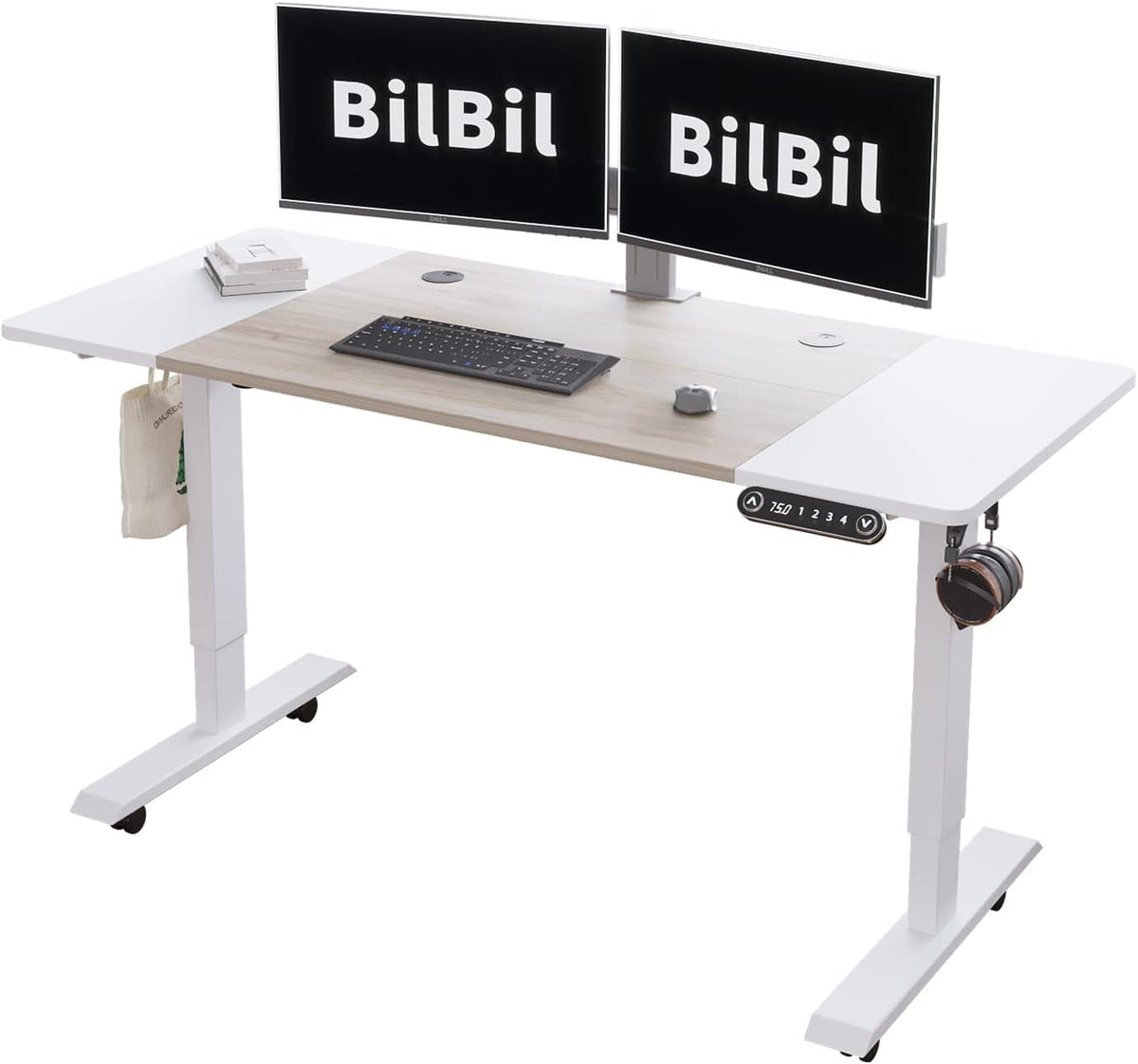 Black Frame Rustic Brown Top Height Adjustable Electric Standing Desk R149551