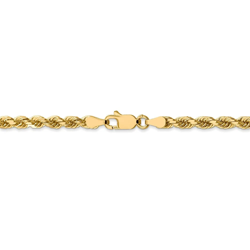14kt Yellow Gold Diamond-Cut Rope Chain 24 inch Lobster Clasp U1593