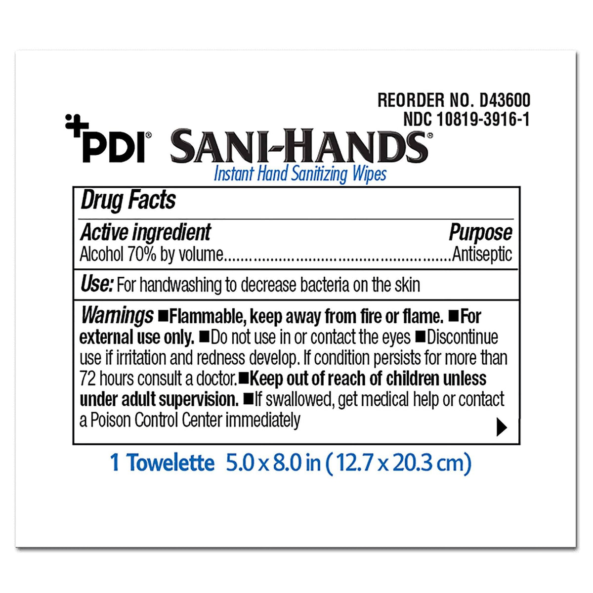 Sani-Hands ALC Hand Wipes N931