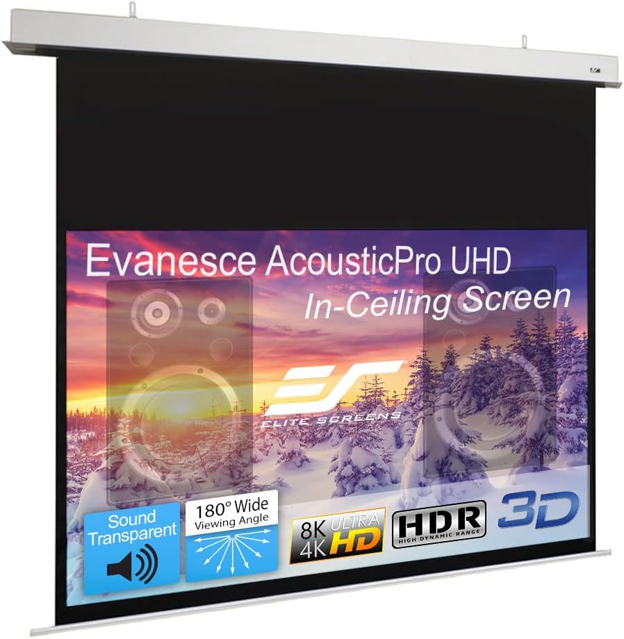 100" 16:9 Recessed in-Ceiling Electric Projector Screen with Installation Kit S770636