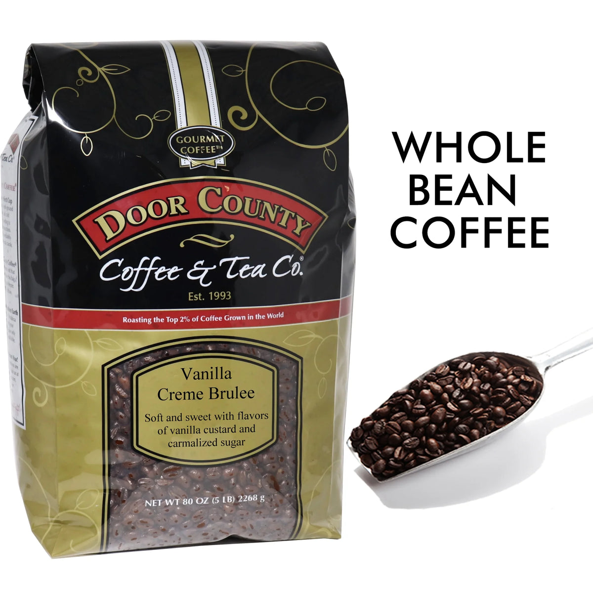 Vanilla Creme Brulee Whole Bean Arabica Coffee, 5 LB V633