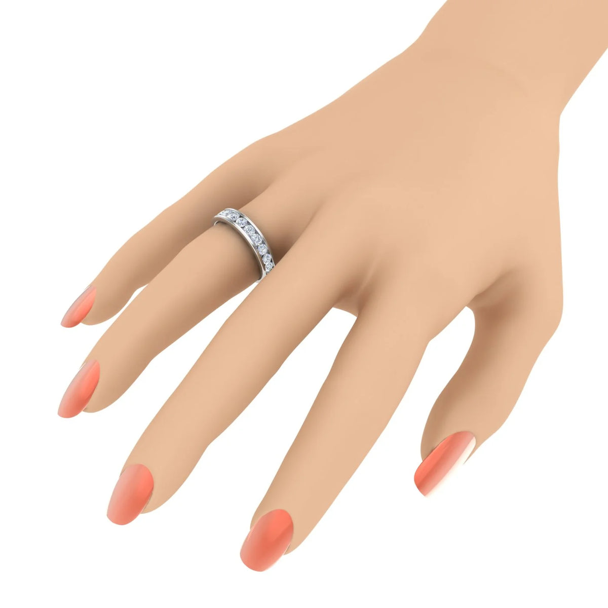 14K White Gold Diamond Wedding Band Ring X7197