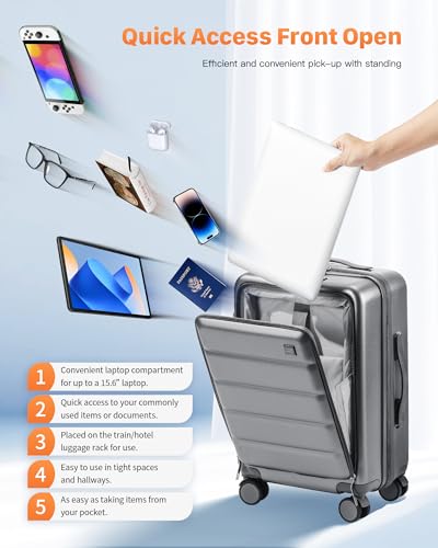 Grey Hardside Carry On Luggage with TSA Lock O154