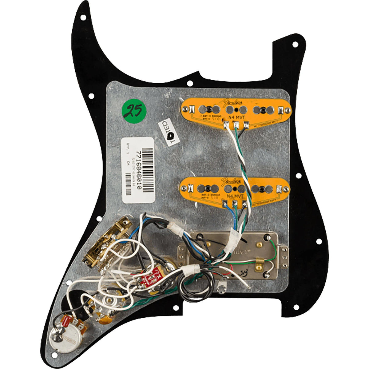 Black 3-Ply Pre-Wired Stratocaster Pickguard V640