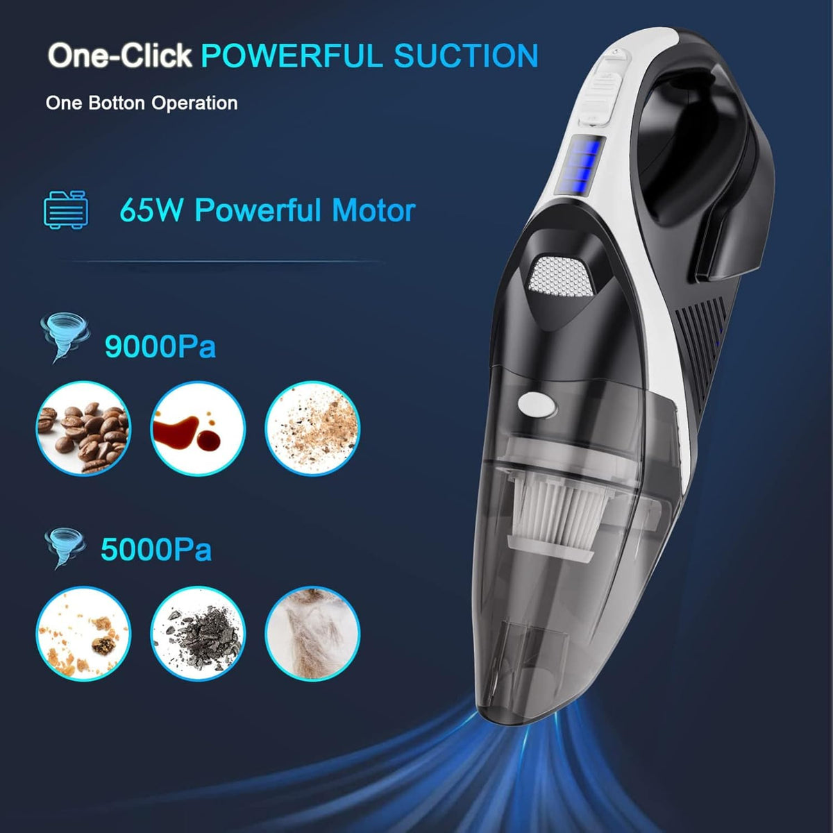 Cordless Handheld Vacuum 9000Pa with LED Light O9666