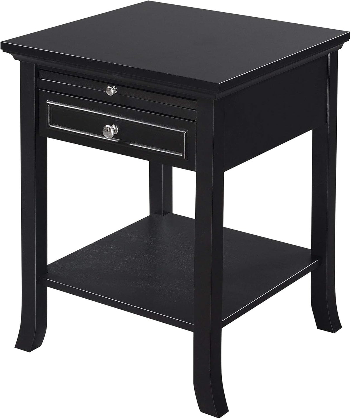 Black End Table with Drawer and Slide V58166