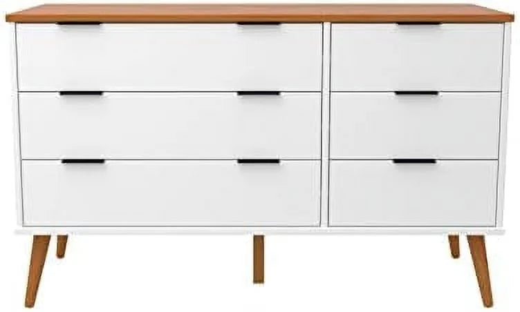 White 6 Drawer Solid Wood Double Dresser R126