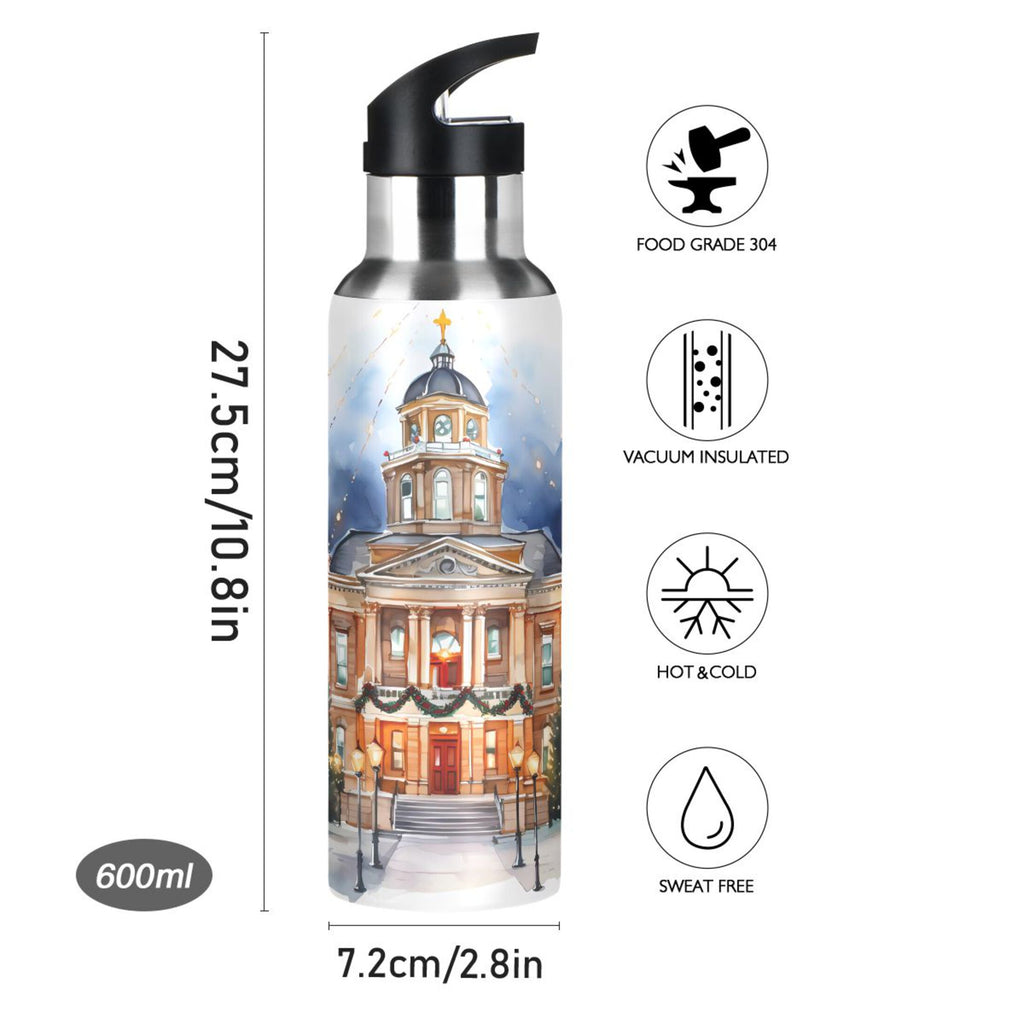 Stainless Steel Insulated Vacuum Flask Water Bottle with Straw Lid V79718
