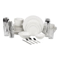 White 62-Piece Stoneware Dinnerware Set W97076