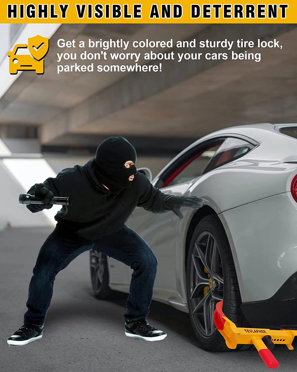 Heavy Duty Anti Theft Wheel Lock with 3 Keys Q23520