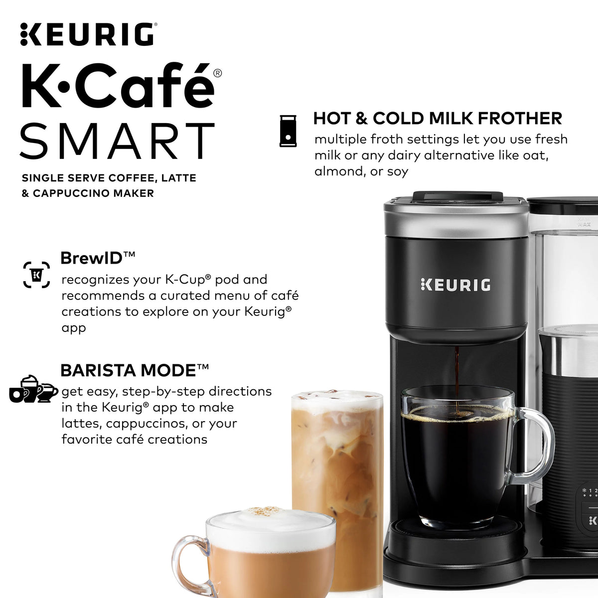 Single Serve Coffee, Latte and Cappuccino Maker, Black Y540304