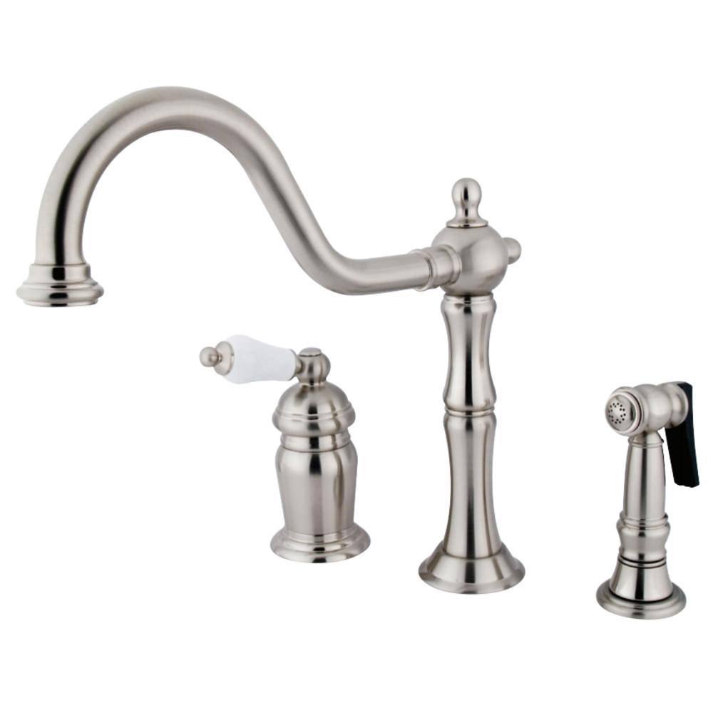 Oil Rubbed Bronze Single Handle Widespread Kitchen Faucet with Brass Sprayer S978546