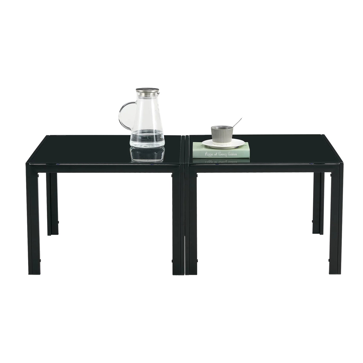 Set of 2 Square Tempered Glass Coffee Table V587