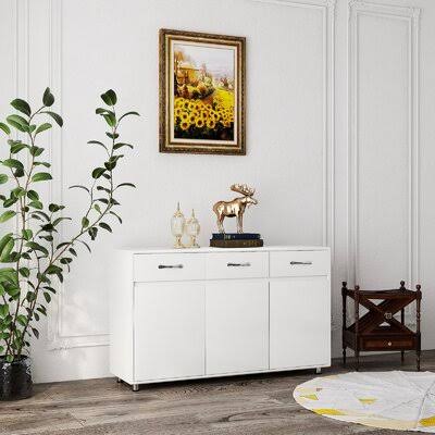White 3 Door 3 Drawer Sideboard Buffet S194