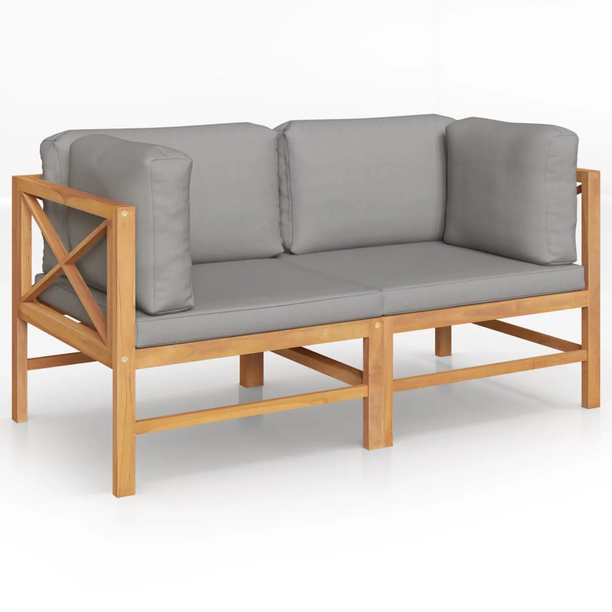 2-Seater Teak Wood Patio Bench with Cushion V7425