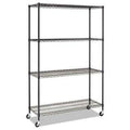 Wire Shelving Unit with Casters, Four-Shelf, 72 S30872
