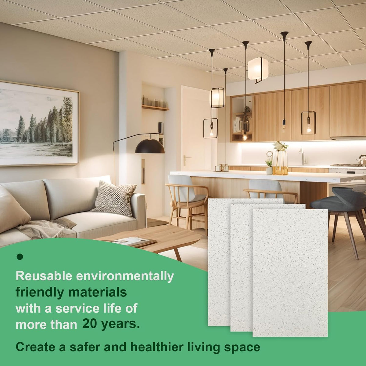 2ft x 4ft PVC Ceiling Tiles, Package of 10 S855