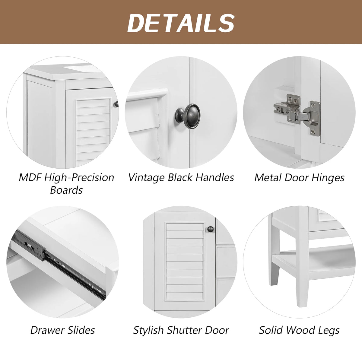 36" White Bathroom Vanity with Ceramic Basin Y76835