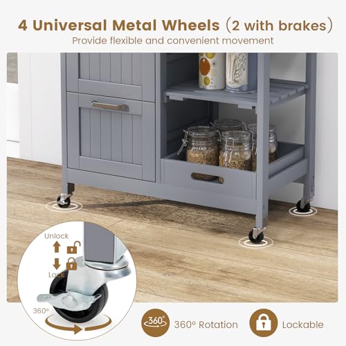 Rolling Wood Storage Cart with Drawers & Removable Tray H279507