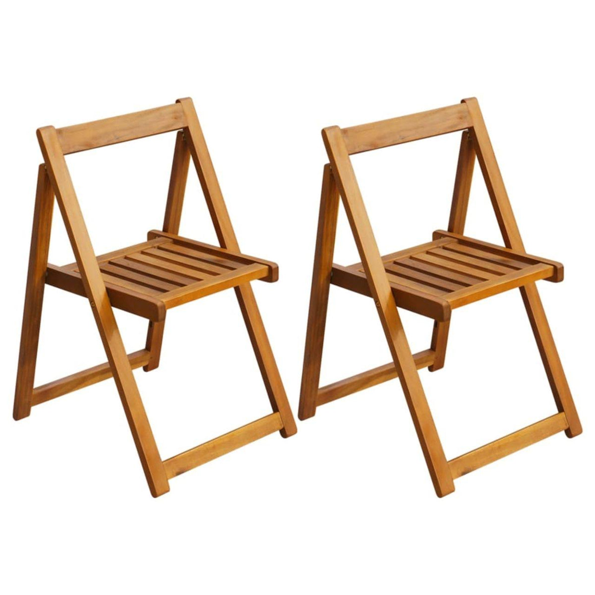 2 Pcs Solid Acacia Wood Folding Garden Chairs E8618