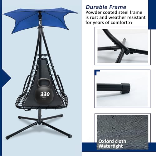Navy Hanging Chaise Lounger with Removable Canopy Cushion L234
