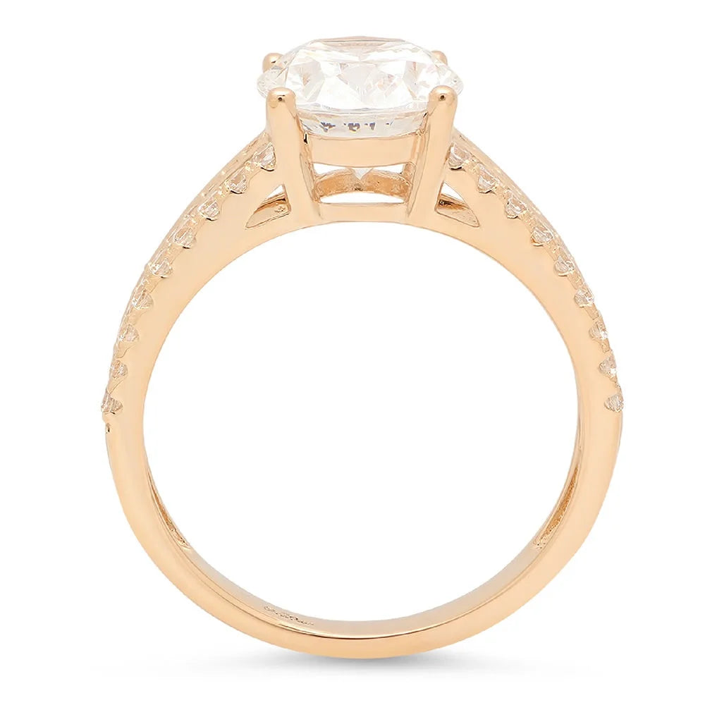 Oval Cut Genuine Cultured Diamond 18K Yellow Gold Engagement Ring size 8 S156