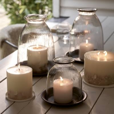 Clear Recycled-glass Candle Holder with Tray Y930932