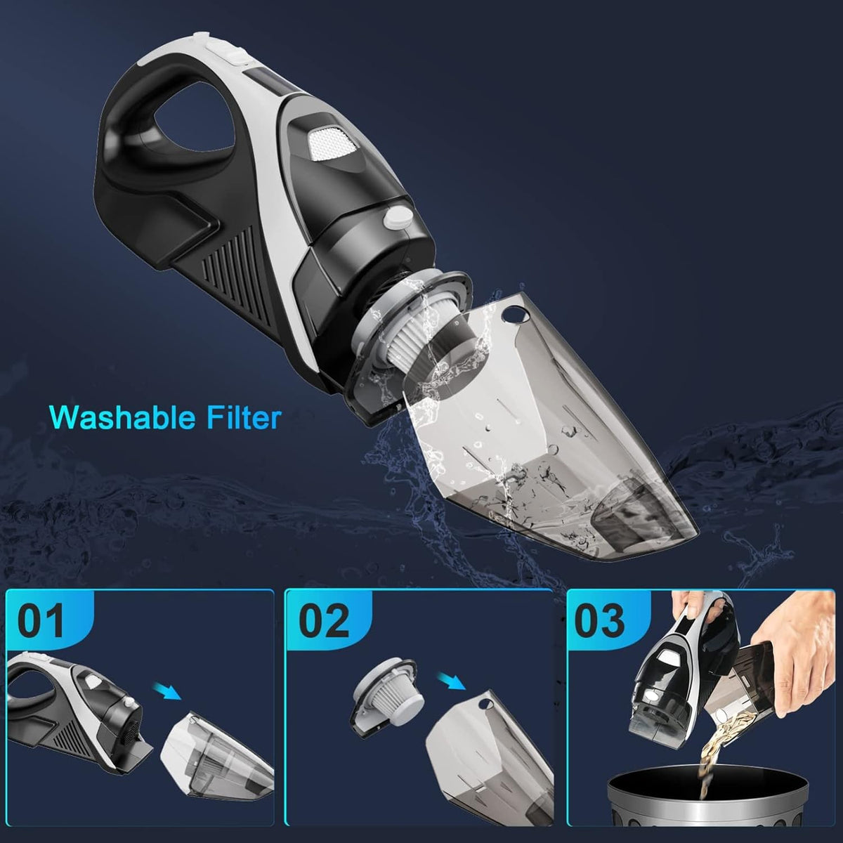 Cordless Handheld Vacuum 9000Pa with LED Light O9666