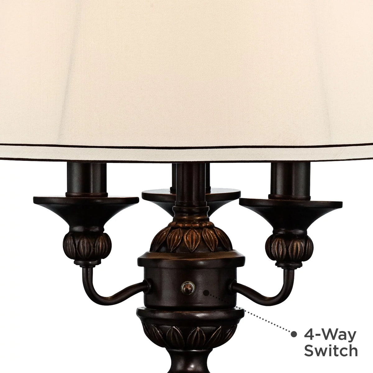 Traditional Table Lamp 37" Tall Bronze with White Bell Shade C9424
