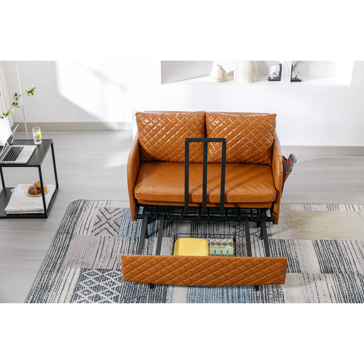 Convertible Sleeper Loveseat Sofa Bed with Headboard M18638