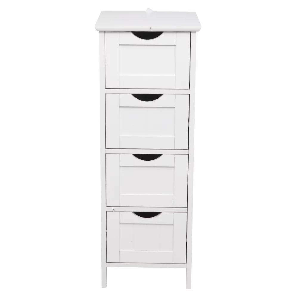 White 4 Drawer Wooden Floor Cabinet T8463