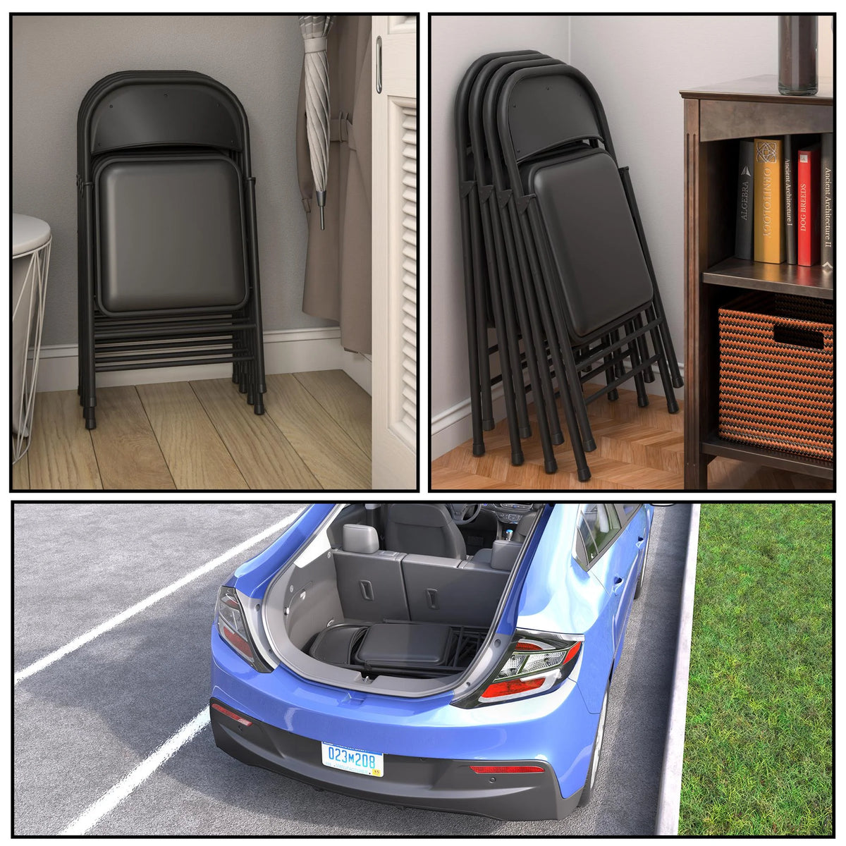Black Vinyl Folding Chair 4-Pack C8803