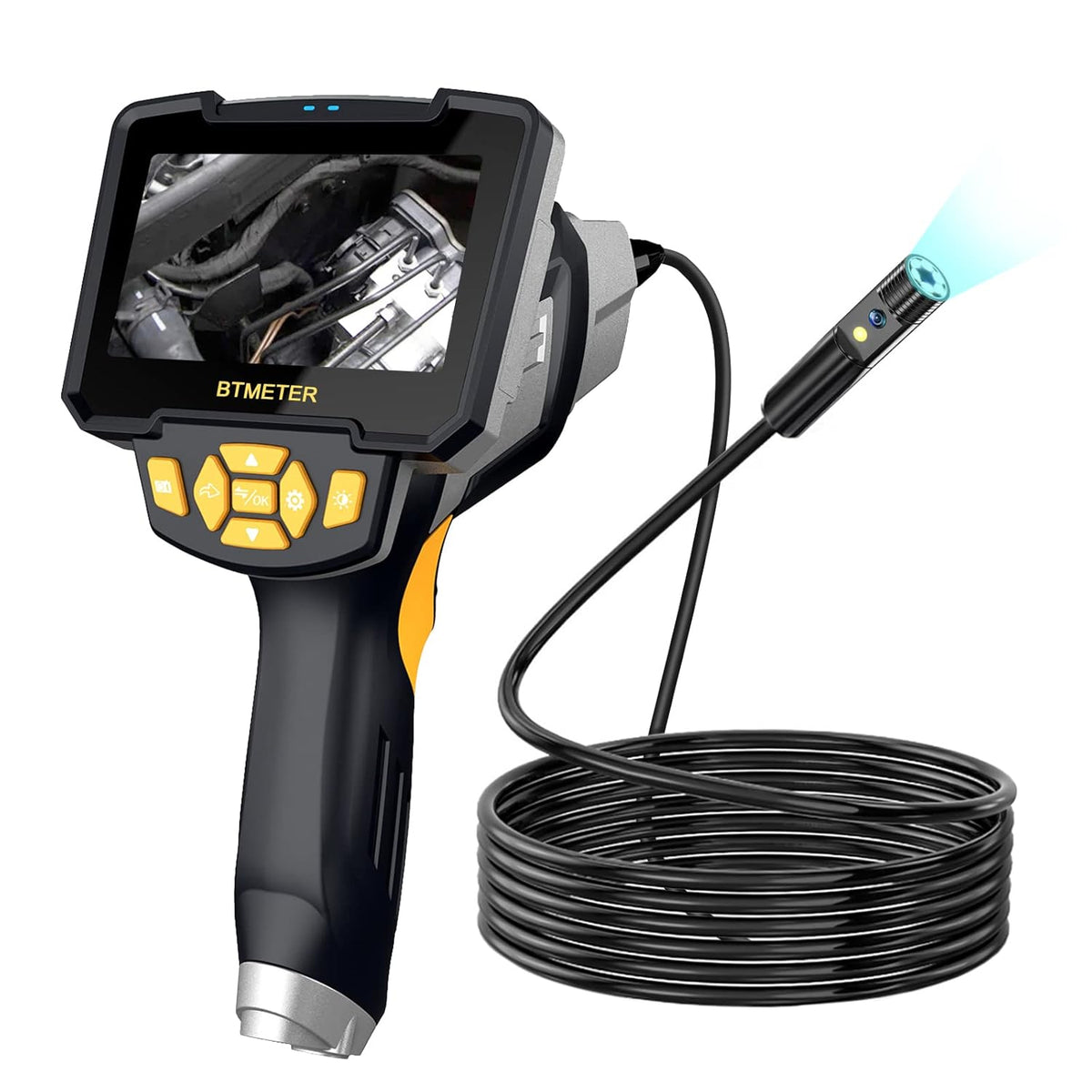 Dual Lens Industrial Endoscope with Flashlight, 4.3 LCD Screen 8mm IP67 Waterproof Detachable Snake Camera 32.8ft S54680