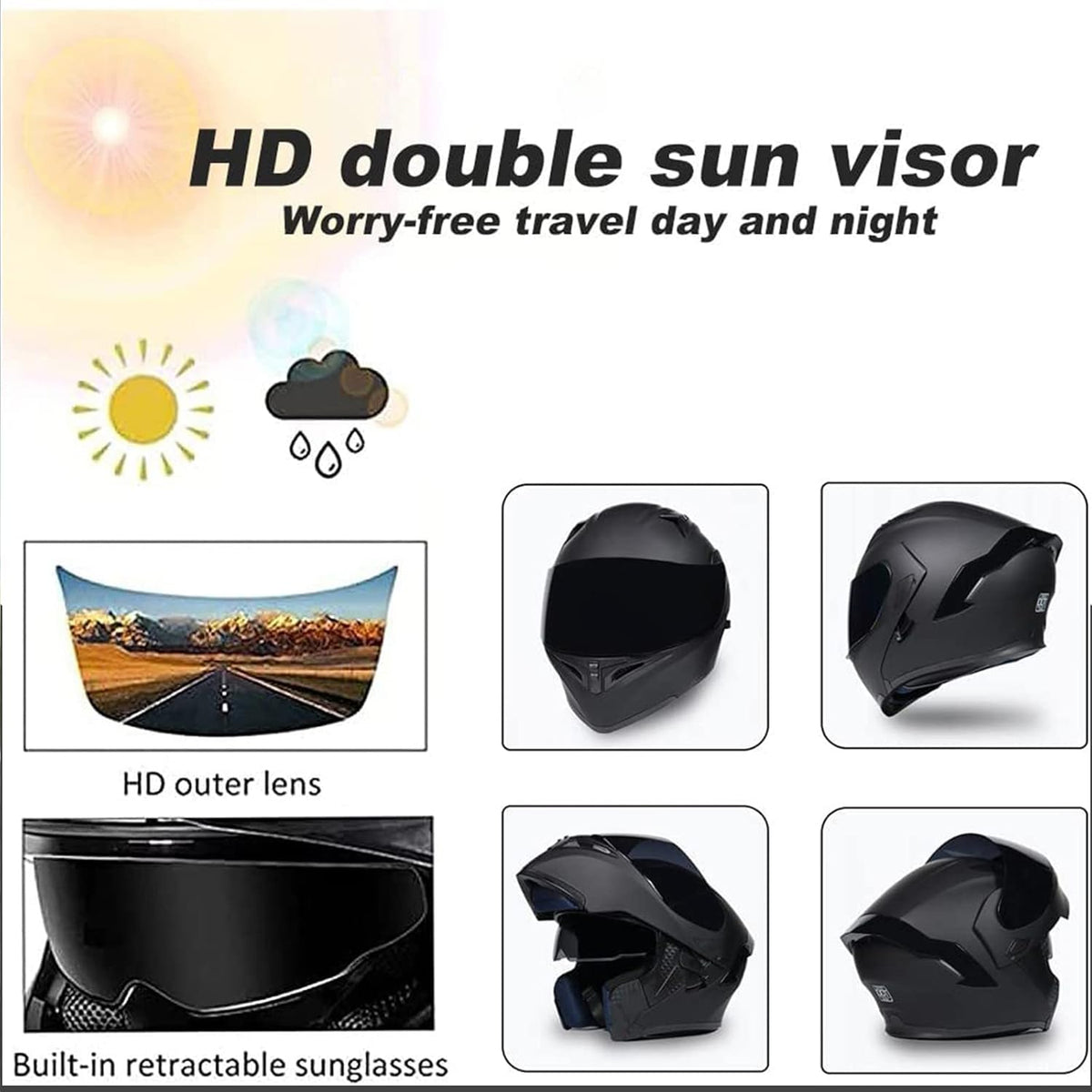 Full Face Flip Up Modular Dual Visor Motorcycle Helmet S1175
