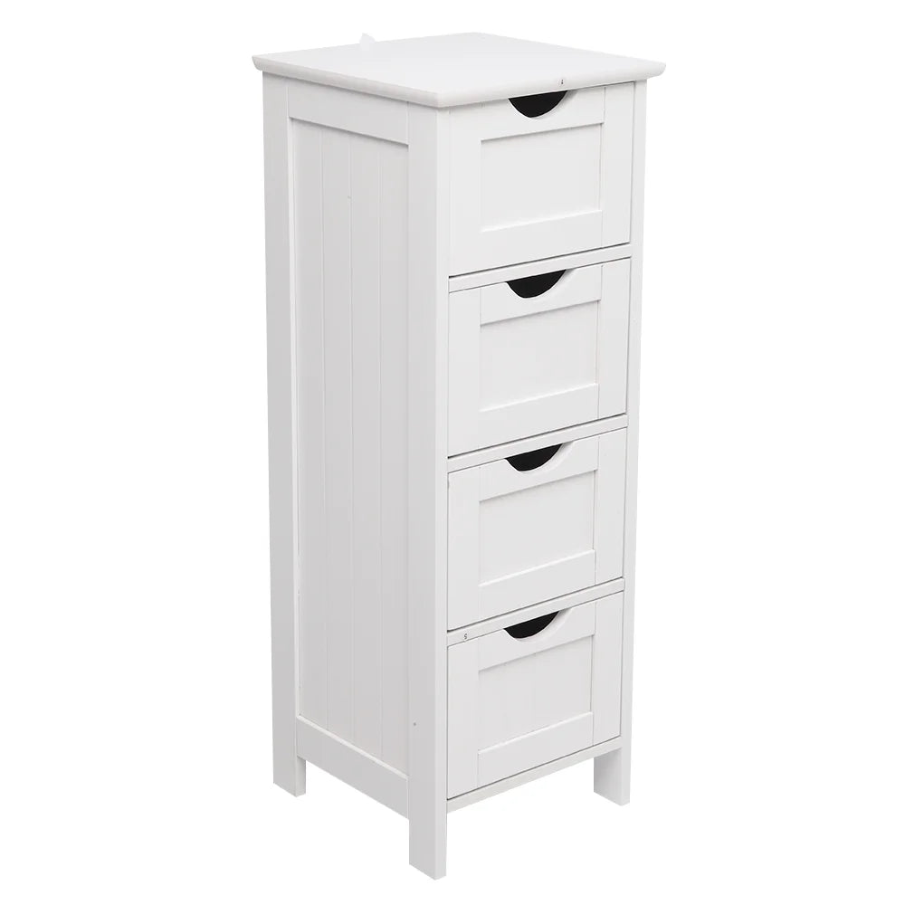 White 4 Drawer Wooden Floor Cabinet T8463