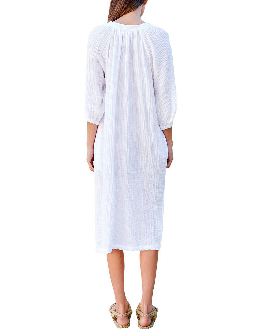 White Side Slit Midi Dress I7996