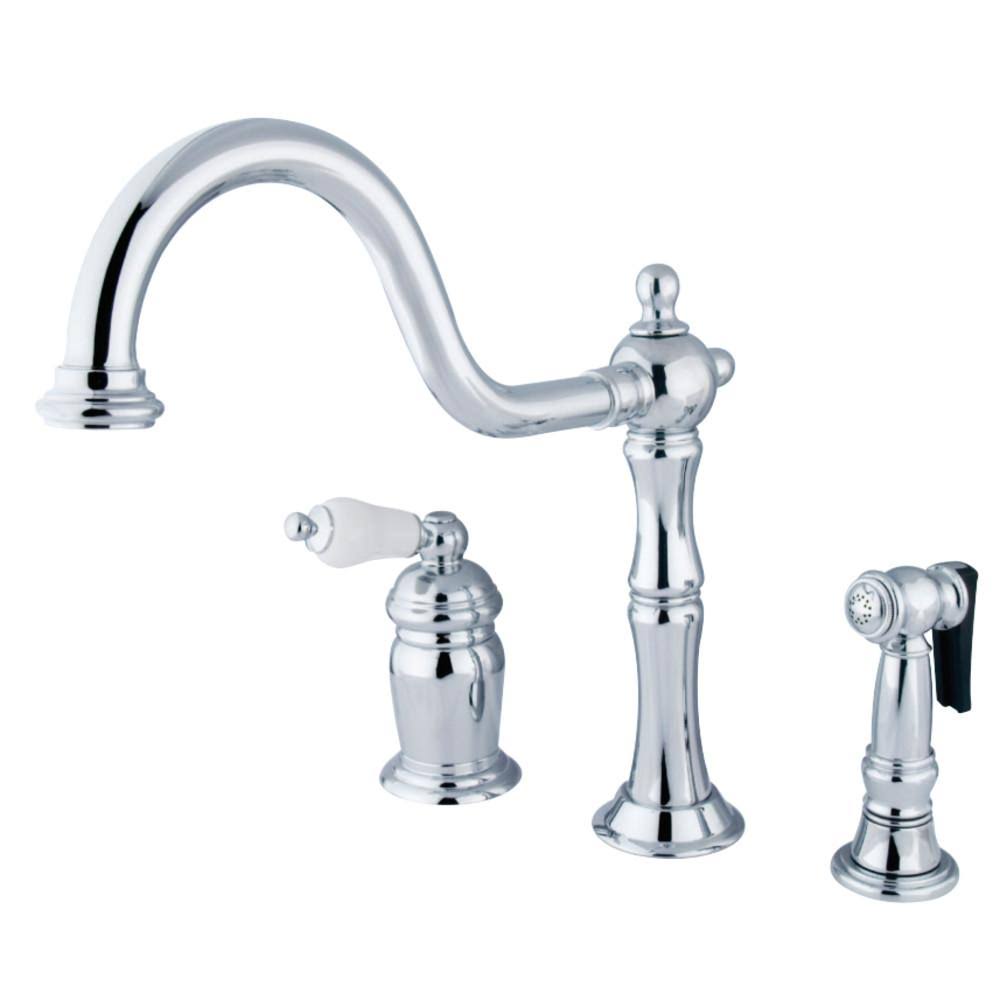 Oil Rubbed Bronze Single Handle Widespread Kitchen Faucet with Brass Sprayer S978546