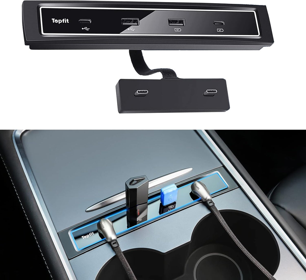 USB C Multiport HUB Adapter Charger Splitter, black Y1690
