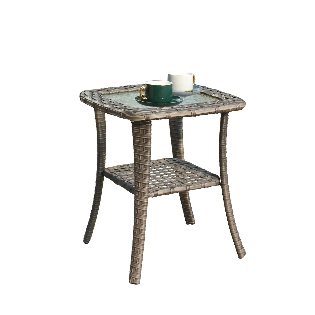 Outdoor Wicker Coffee Table with Glass Top E329