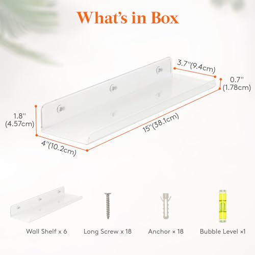 10 Pack White Acrylic Shelf 15" Z86406